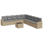 vidaXL Salon de jardin avec coussins 10 Pièces beige résine tressée