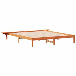 vidaXL Cadre de lit avec tables de chevet Brun cire 180 x 220 cm