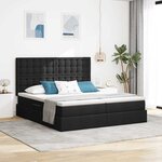 vidaXL Lit de rangement LED avec matelas Noir 180 x 200 cm Tissu