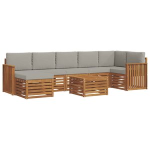 vidaXL Ensemble de canapés d'extérieur 8 Pièces Gris Naturel et Clair