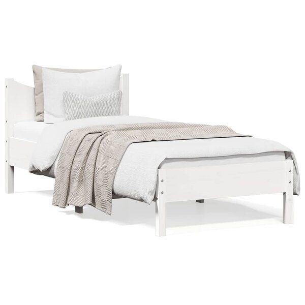 vidaXL Cadre de lit sans matelas blanc 75x190 cm bois de pin massif