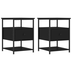 vidaXL Tables de chevet 2 Pièces noir 40x42x56 cm bois d’ingénierie