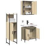 vidaXL Ensemble d'armoires de salle de bain 3 Pièces chêne sonoma