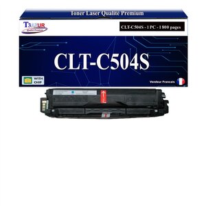 T3AZUR - Toner compatible avec Samsung CLT-C504S pour Samsung CLP-415N CLP-415NW CLX-4195FN CLX-4195FW CLX-4195N - Cyan