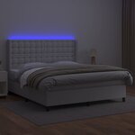 vidaXL Sommier à lattes de lit matelas LED Blanc 160x200 cm Similicuir