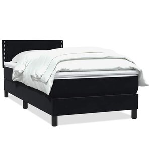 vidaXL Sommier à lattes de lit avec matelas noir 80x220 cm velours