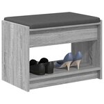 vidaXL Banc d'entrée avec coussin Gris Sonoma 63 x 38 x 45 cm