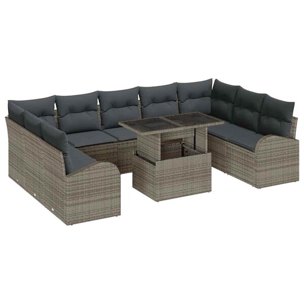 vidaXL Ensemble de canapé de jardin 10 Pièces Gris 100 x 55 x 73 cm