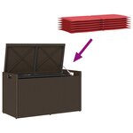 vidaXL Banc de rangement extérieur coussin marron 100cm résine tressée