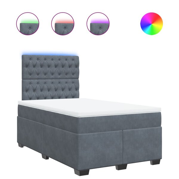 vidaXL Sommier à lattes de lit et matelas gris foncé 120x190cm velours