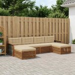 vidaXL Ensembles de canapés avec coussin 6 Pièces Bois d'Acacia Massif