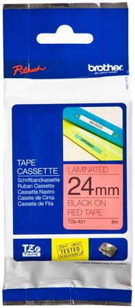 Tze-451 cassette à ruban  24 mm x 8m  noir/rouge brother