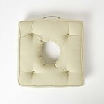 Coussin bouée en velours de coton - Vert Sauge - HOMESCAPES