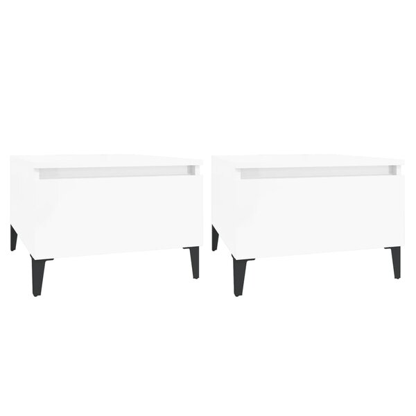 vidaXL Tables d'appoint 2Pièces Blanc brillant 50x46x35cm Bois ingénierie