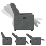 vidaXL Fauteuil de massage inclinable Gris foncé Tissu