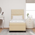 vidaXL Lit à ressort avec matelas & LED Crème 100x200 cm Tissu