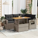 vidaXL Salon de jardin 5 Pièces avec coussins gris résine tressée