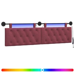 vidaXL Tête de lit suspendue Avec lumière LED Bordeaux Tissu
