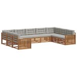 vidaXL Ensemble de canapés d'extérieur 9 pc Gris Naturel et Clair