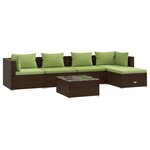 vidaXL Salon de jardin 6 Pièces avec coussins Résine tressée Marron