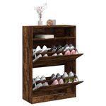 vidaXL Armoire à chaussures 2 tiroirs rabattables chêne fumé