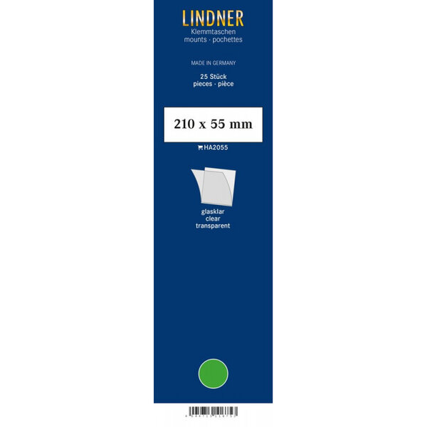 Bandes simple soudure 210 x 55 mm pour timbres-poste. Fond - Transparent