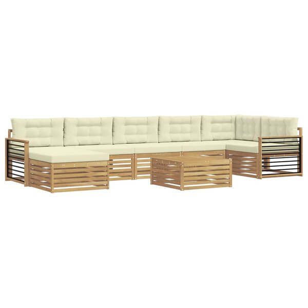 vidaXL Ensemble de canapés d'extérieur 8 Pièces Blanc et crème
