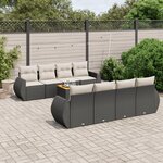 vidaXL Salon de jardin 9 Pièces avec coussins noir résine tressée