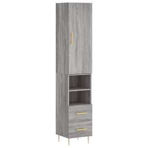 vidaXL Buffet haut Sonoma gris 34 5x34x180 cm Bois d'ingénierie