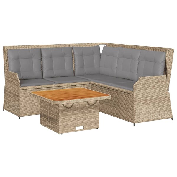 vidaXL Salon de jardin avec coussins 4 Pièces beige résine tressée