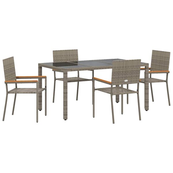 vidaXL Ensemble de salle à manger pour jardin 5 Pièces Gris polyrotin