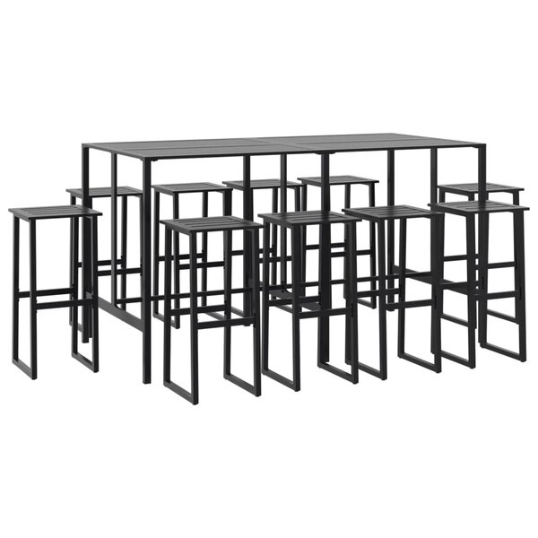vidaXL Ensemble de bar de jardin 11 Pièces noir acier enduit de poudre