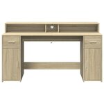 vidaXL Bureau avec lumières LED chêne sonoma bois d'ingénierie