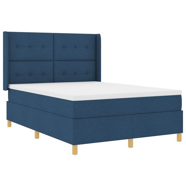 vidaXL Lit à ressorts avec bandes LED Bleu 140 x 200 cm tissu