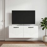 vidaXL Meuble TV mural Montage mural Blanc brillant 78 5 x 31 x 30 cm