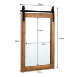 Miroir mural rustique avec cadre en bois massif et support en métal 76 x 56 cm miroir décoratif de style porte de grange rectangulaire marron 20_0008920