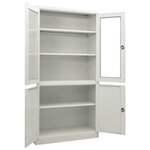 Armoire de bureau design moderne idéale rangement dossiers 90 x 40 x 180 cm en acier gris clair 02_0046807