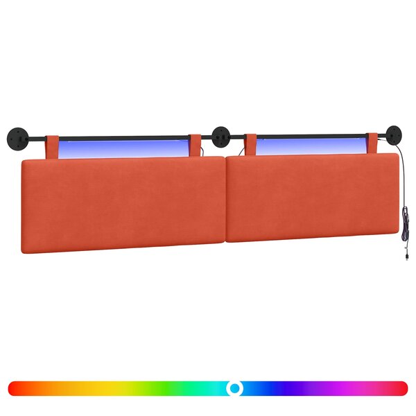 vidaXL Tête de lit suspendue Rouge orange Tissu en velours côtelé