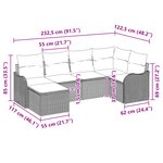 Ensemble de canapé de jardin vidaXL 6 pièces avec coussins en rotin poly gris clair