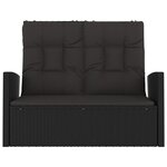 vidaXL Banc de jardin inclinable et coussins noir 118cm résine tressée