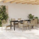 vidaXL Ensemble de salle à manger pour jardin 7 Pièces Beige Poly rotin