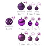 Vidaxl ensemble de boules de noël 100 pièces violet