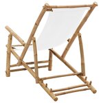 vidaXL Chaise de terrasse Bambou et toile Blanc crème
