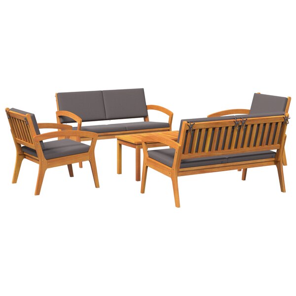 vidaXL Ensemble Bistro 5 pièces avec coussins en bois d'acacia