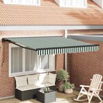 vidaXL Auvent Rétractable Vert et blanc 300x250 cm tissu