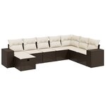 vidaXL Salon de jardin 8 Pièces avec coussins marron résine tressée