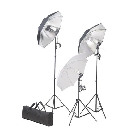 vidaXL Ensemble d'éclairage de studio: Trépieds et parapluies 24 watts