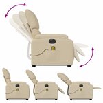 vidaXL Fauteuil inclinable de massage électrique Crème Tissu