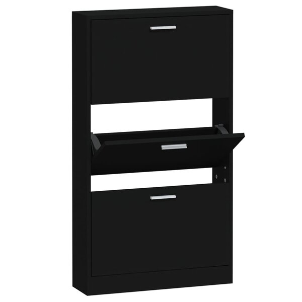 vidaXL Armoire à chaussures Noir 59x17x108 cm Bois d'ingénierie