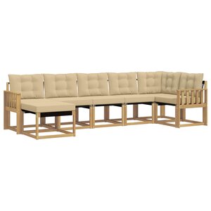 vidaXL Ensemble de canapés d'extérieur 7 Pièces Blanc et Beige